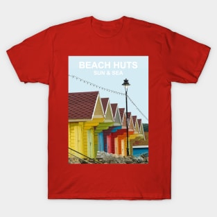 Beach Huts. Sun and Sea Summer. travel poster design Gift T-Shirt